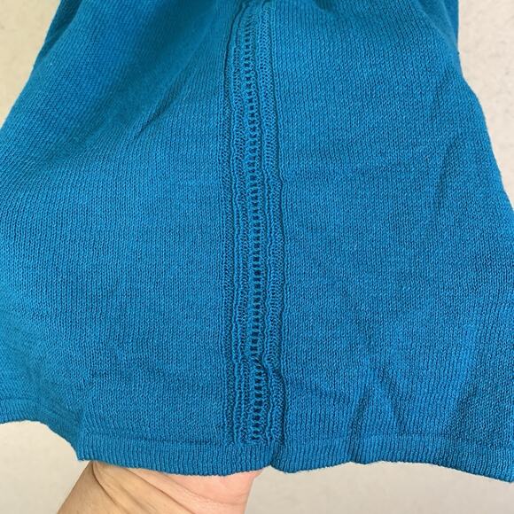 VTG Women Y2K Babydoll Cinch‎ Knit Top Sz M Turquise Coquette Soft Feminine Boho - Picture 4 of 13